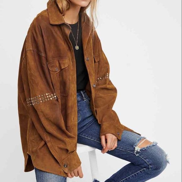 Free People Leather Studded Jacket - Picture 3 of 4